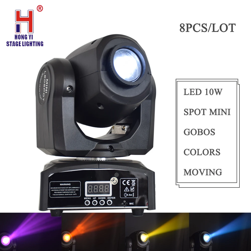 

dj lights 10W LED mini Moving Head spot light gobo light DMX stage lighting for DJ Bar disco light (8pcs/lot)