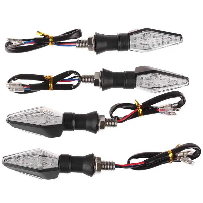 

4Pc/set Motorcycle Turn Signal light Motorcycle LED Turn Signal Light 12 LED Indicator Light Dual Color Blue&Amber Blinker Light