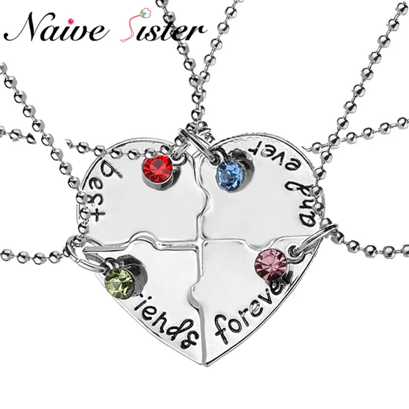 4 шт./компл. best friends forever and ever стразы в форме разбитого сердца ожерелье Bff подарки