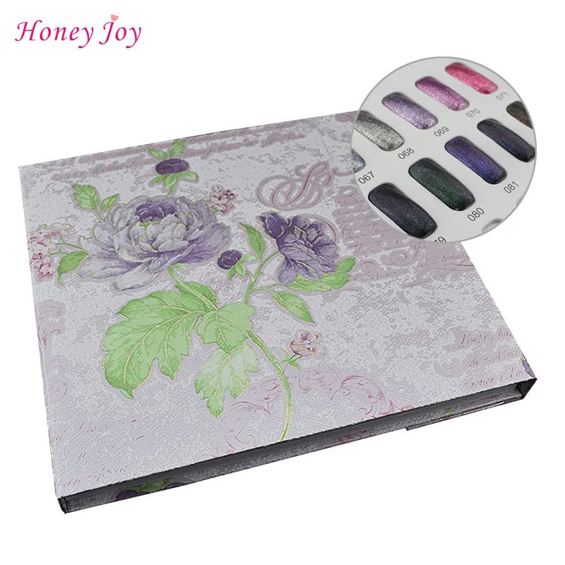 

Purple Flower European Gorgeous Retro Court Style 120 Colors Display Card Book Chart with 120 pcs Sponge Sticker for Nail Tips