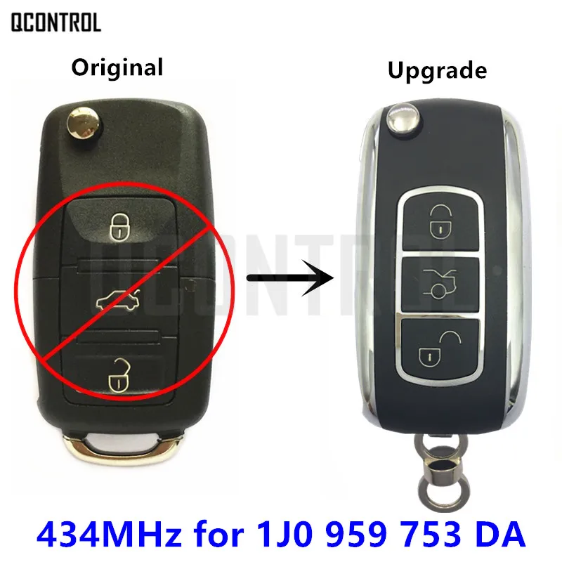 QCONTROL 434 МГц обновленный дистанционный ключ 1J0959753DA для VW/VOLKSWAGEN Beetle/Bora/Golf/Passat/Polo 1J0 959
