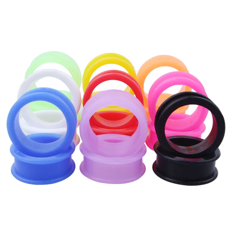 

1 Pair Flexible Silicone Flexible Skin Ear Tunnels Plugs Hollow Flesh Piercing Stretcher,Expander Body Jewelry Earlets