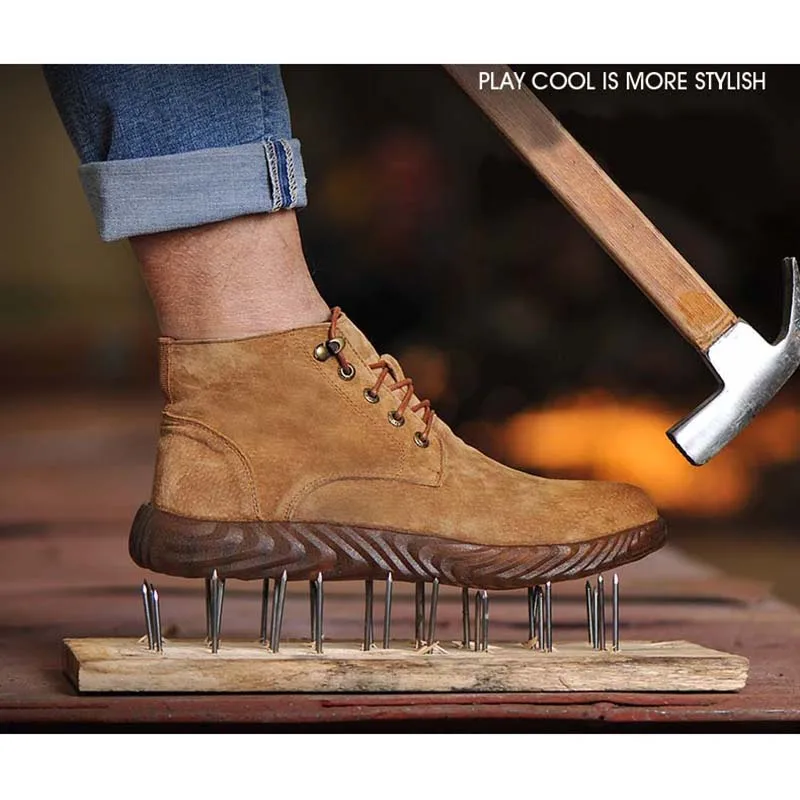 جلد طبيعي أحذية الأمان الطويلة مجنون الحصان الجلود مارتن الأحذية الرجال الأزياء الصحراء الأحذية شعبية عالية أعلى أحذية من الجلد