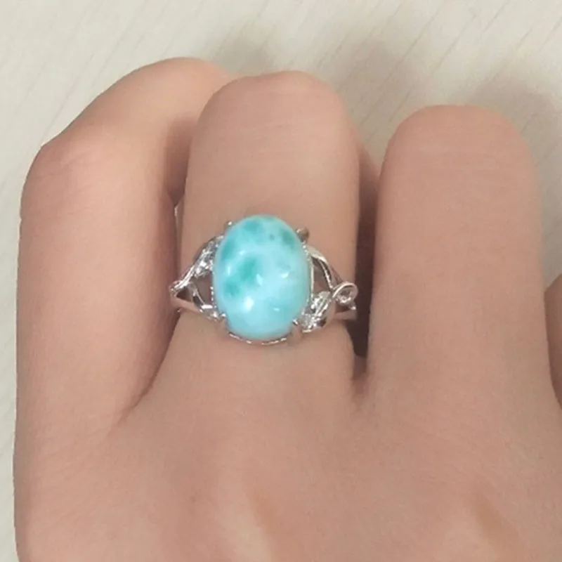 Antique Larimar Gemstone Rings in 925 Sterling Silver, Natural Ocean Stone Blue Crystal Size Free Adjustable Finger Ring Band Antique Larimar Gemstone Rings in 925 Sterling Silver, Natural Ocean Stone Blue Crystal Size Free Adjustable Finger Ring Band