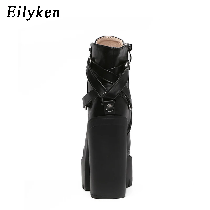 Tanie Eilyken Fashion czarne buty damskie 2019 nowa jesienna koronka miękka skórzana platforma buty kobieta Party botki wysokie obcasy