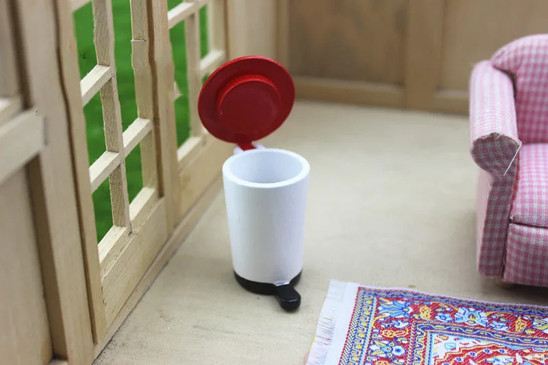 Buy New 112 dollhouse miniature Mini Wood trash can