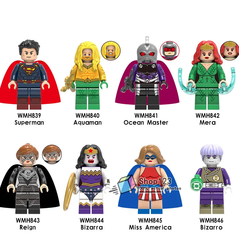 

Super Heroes Superman Aquaman Mera Ocean Master Wonder Woman Reign Bricks Building Blocks Toys juguetes Children Gifts