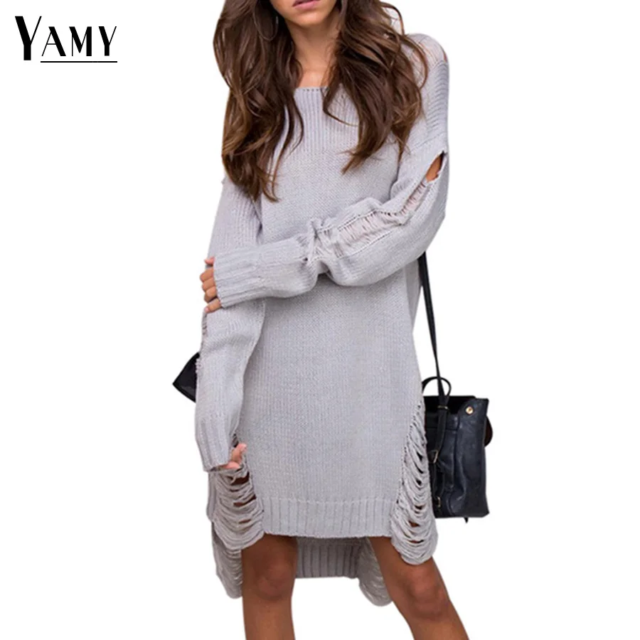 Winter ripped women sweaters and pullovers fall 2017 fashion backless