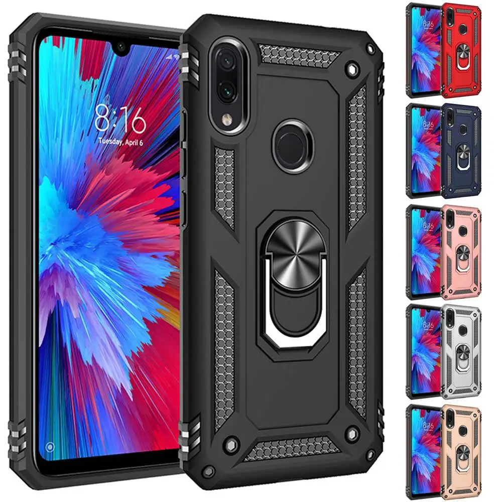 

for Xiaomi Redmi 7 case Silicone Rubber Hard PC ring holder Car Magnetic Shockproof Armor case for Redmi 7 cover Funda Y3 case