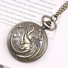 Стимпанк Игра престолов Дом Таргариен кварцевые карманные часы удивительный Дракон огня и крови Человек Женщины ожерелье кулон часы