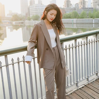 

new arrival fashion loose pant suits solid temperament suit and vintage pencil pant comfortable autumn women elegant pant suits