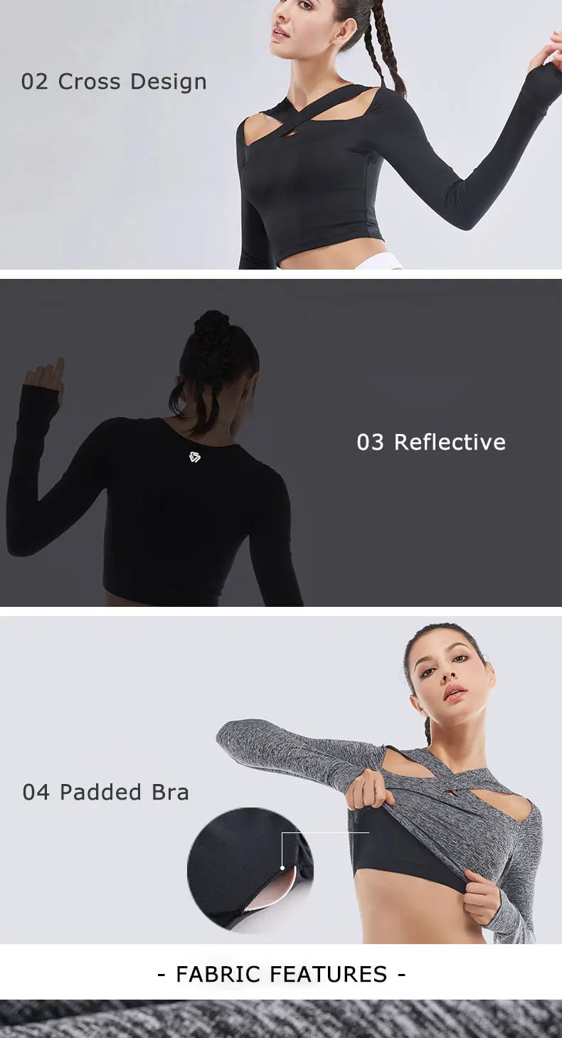 VANSYDICAL Yoga Top For Women Yoga Shirts Long Sleeve Gym Shirts Fitness Clothing Shirt Female Sports Tops Women Sport Shirt bts 13