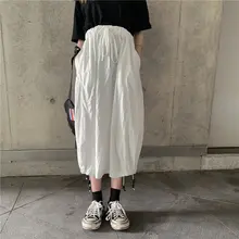 Инопланетянин Китти эластичный пояс для женщин Лето стильный шнурок свежий шик простая свободная Высокая талия свежая длинная юбка 4 цвета