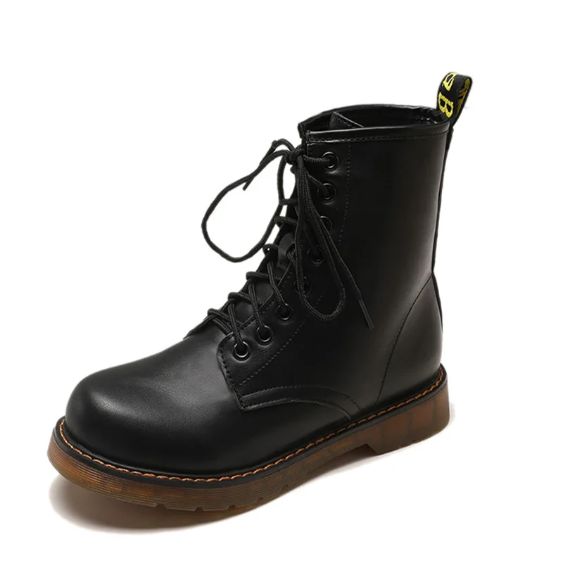 

Moxxy 2018 High Quality Genuine Leather Martin Boots Punk Waterproof Shoes Woman Platform Lace Up Ankle Boots Zapatos Botas