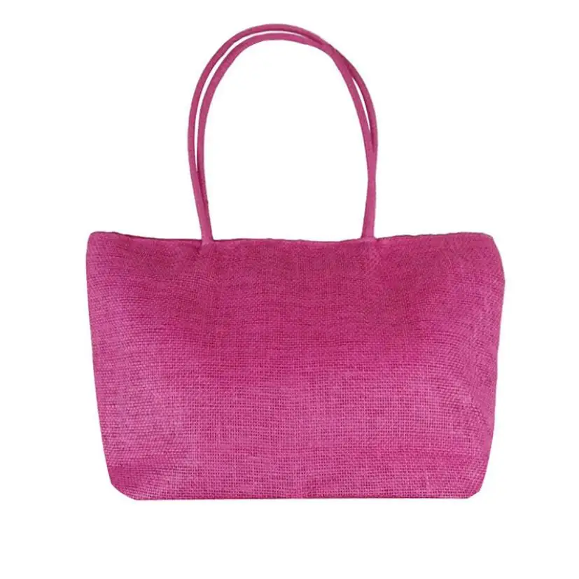 5001 2018 Новая мода Простой Карамельный цвет большие пляжные сумки соломенные Для женщин Повседневное сумка сумки девушки простой сумки на