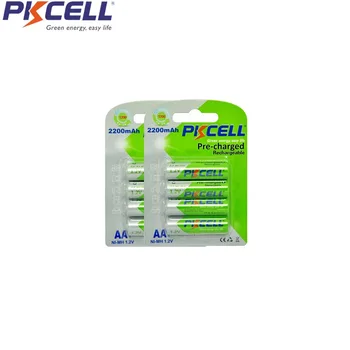 

8Pcs PKCELL NIMH AA Precharged Rechargeable Batteries nimh aa 2200mAh 1.2V For Camera Flashlight Remote Control