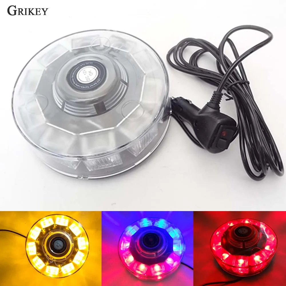 10 LED Round Strobe Light Car External Light 7 Model Warning