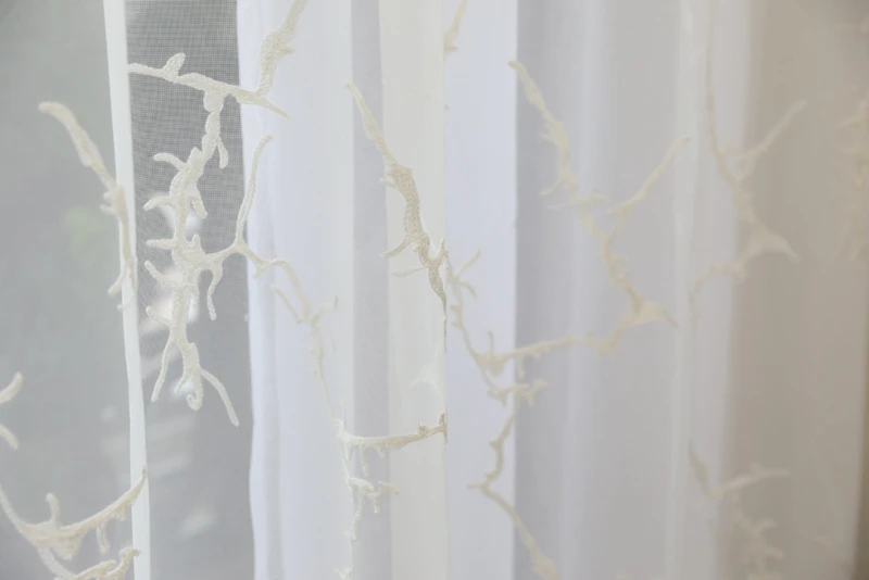 Пасторальный чистый белый Кофе вышитые flash Cortina Сетки для автомобиля полиэстер гостинная Спальня и салон шторы Панель wp084c