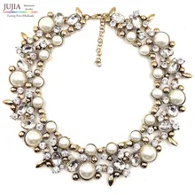 2017 z moda collar collares y colgantes de cristal collar llamativo traje choker perla simulada collares pendientes
