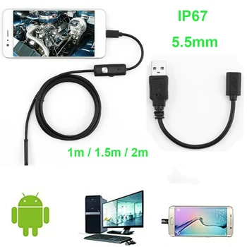 

5.5mm Endoscope Camera HD OTG USB Endoscope With 6 LEDs 1/1.5/2M Soft Wire Waterproof Inspection Borescope for Android PC Phone