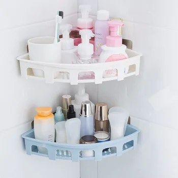 

Bathroom Shelf Shampoo Holder Toothpaste Toothbrush Corner Shelf Double Sucker Storage Rack for Kitchen Bathroom