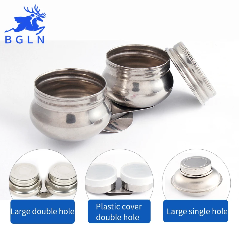 

Bgln 1Piece Four Option Stainless Steel Oil Palette Single&Double Hole Dipper Painting Oil Pot For School Student Art Supplies