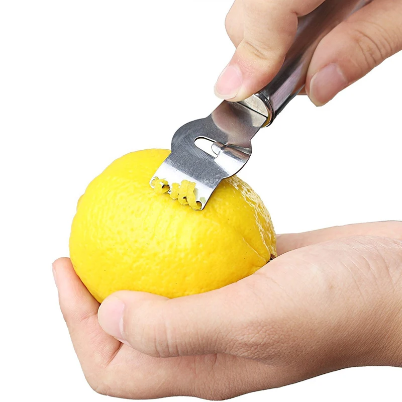 Kitchen Bar Stainless Steel Lemon Peeler Zester Grater Citrus Zester Lemon Lime Fruit Peelers with Channel Knife Kitchen Gadgets (3)