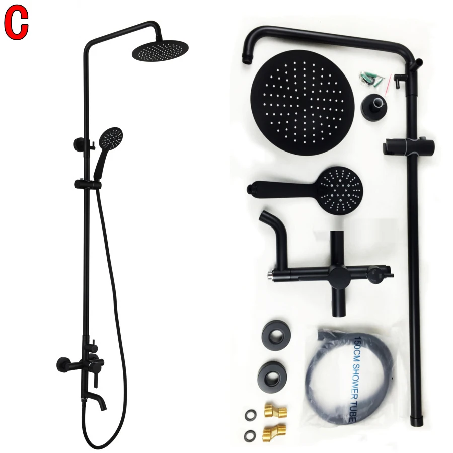 Dofaso douchekraan hoogte bad douche set muur zwart messing olie