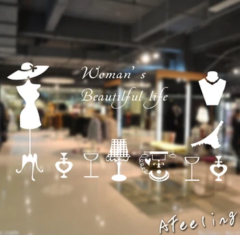 

Garment store window sticker door decoration modern Jewelry sticker store sign adhesive wall sticker store sticker