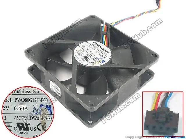

Emacro For Foxconn PVA080G12H-P00 AE, PVA080G12H-P00 Server Cooler Fan DC 12V 0.60A 80x80x25mm 4 wire