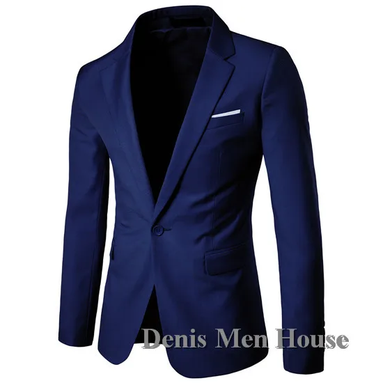 

2019 Navy Blue Mens Dinner Party Prom Suit Groom Tuxedos Groomsmen Wedding Blazer Suits For Men Stylish Single Jacket