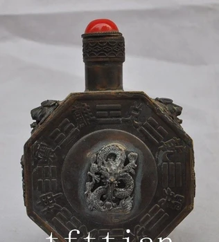 

China Taoist fengshui bronze dragon beast tiger phoenix bird Snuff bottle statue