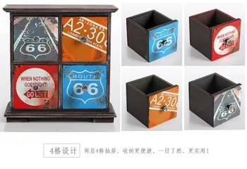 

1PC Zakka retro wooden table jewelry box with drawer type storage box J0927