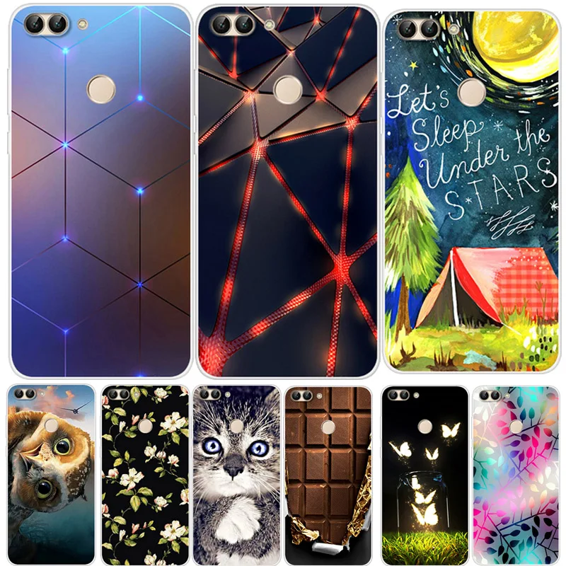 

For Huawei P Smart Case Cover Soft TPU Silicon Cover Cat Dog Animal Cartoon Funda For Huawei P Smart 2018 PSmart FIG-LX3 LX1