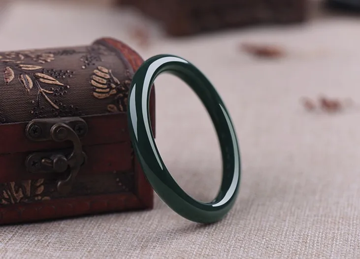 Fine jewelry белый нефрит Jade квадратный браслет и браслет из нефрита женский браслет - Цвет камня: 58 round