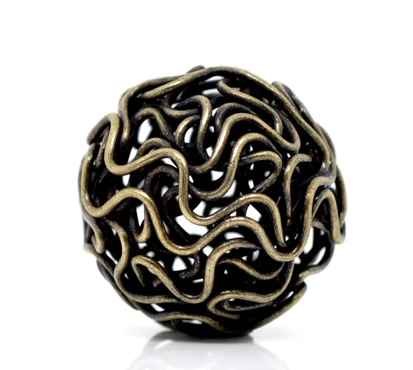 18mm Alloy Twist Wire Ball Beads Antique Bronze Color Flower Hollow Loose Spacer Ball Beads DIY Making Necklace Jewelry 2-20PCs
