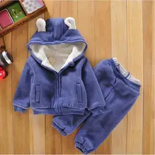 New 2016 baby boy Autumn Winter Children Girls berber Fleece Coats overalls Clothing Set Jacket Cotton
