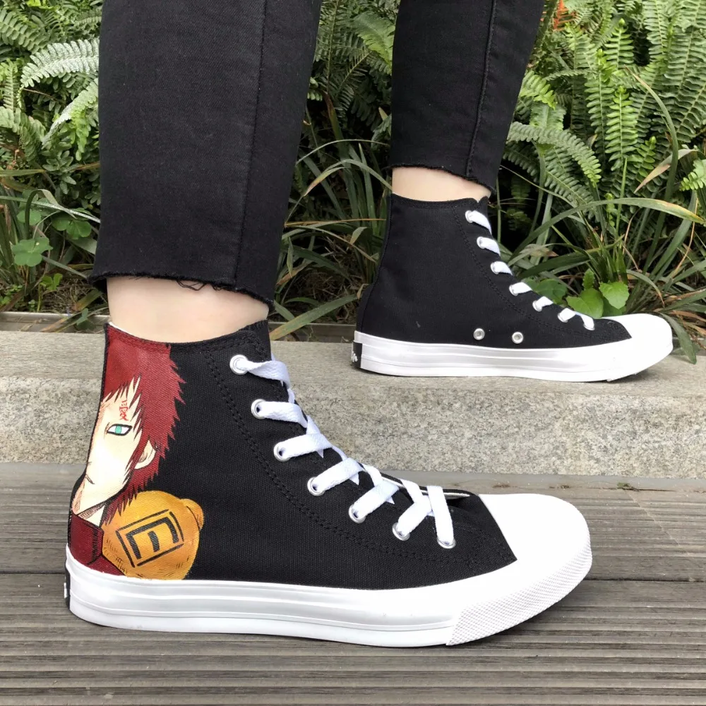 Wen Hand Painted High Top Black Shoes Design Anime Naruto ...