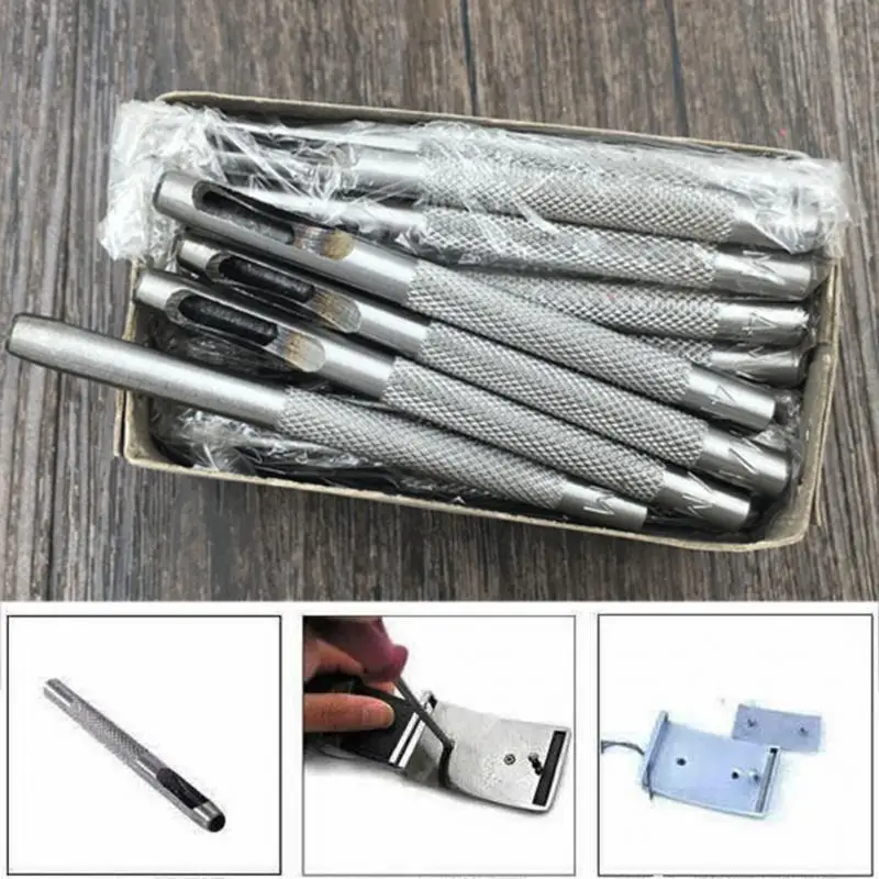 

Leather Puncher Hollow Punch Set Hand Tool Steel Gasket Belt Leather Hole Punching Tool