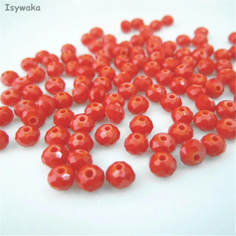 

Isywaka Non-hyaline Red Color 3*4mm 145pcs Rondelle Austria faceted Crystal Glass Beads Loose Spacer Round Beads for Jewelry