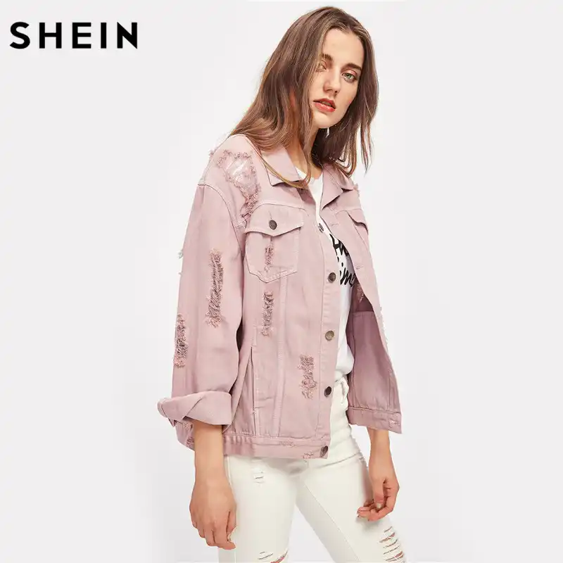 shein pink denim jacket