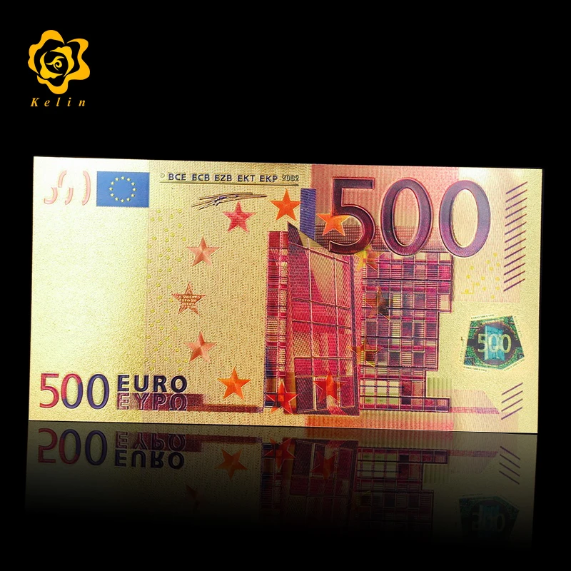 

10pcs/Lot Euro500 Colorful European Souvenir Banknote Currency 500 Euro Banknote in 24K Gold Foil Fake Money For Gifts