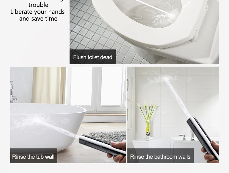 Switch with Hand Shower Nozzle Brass Pressure Rain & Pulse Spray Gun Round Detachable Washable Shower Head Without Drilling (6)