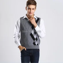 Высококачественный осенний мужской кашемировый свитер с v-образным вырезом без рукавов