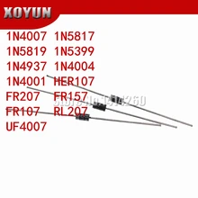 100 pçs/lote 1N4007 1N5817 1N5819 1N5399 1N4937 1N4004 1N4001 HER107 FR207 FR157 FR107 RL207 UF4007 FAZER-41 Diodos Retificadores