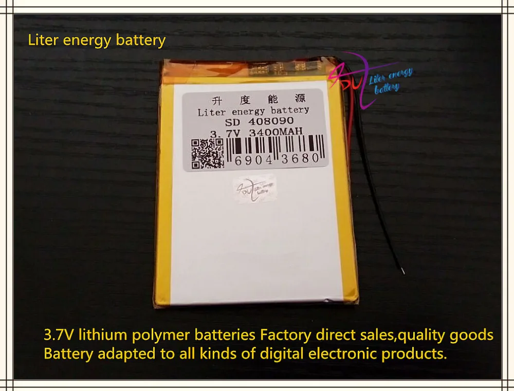 Лучший размер батареи 408090 3 7 V 3400mah литий-полимерный аккумулятор с защитной доской