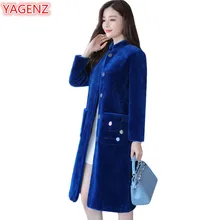 YAGENZ осеннее зимнее пальто женское Шерстяное Пальто модная куртка женская одежда красное пальто Длинная ветровка куртка темперамент пальто 670