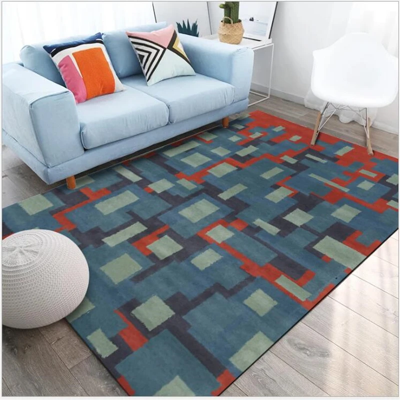 AOVOLL абстрактный ретро синий и красный цвета геометрическая мозаика спальня гостиная кухонный Придверный коврик ковры для спальни Гостиная области ковры
