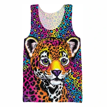 YX GIRL 2018 summer new style Cool vest Fashion Mens 3d Vest Cute animal Lisa Frank Print Unisex Casual Tank tops color as the picture