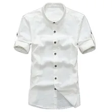 2017 Summer Men’s Brand Linen Shirt, Comfortable Breathable Linen Shirt , Large Size Men’s Casual Slim Short-sleeved Flax Shirt